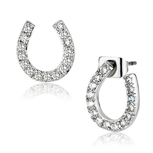 MA3W371 - Rhodium Brass Earrings with AAA Grade CZ  in Clear