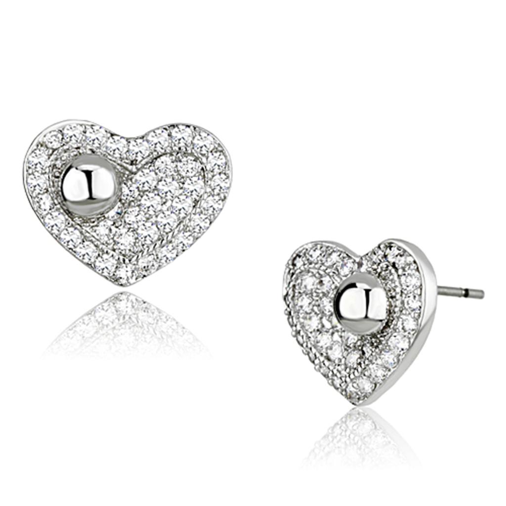 MA3W374 - Rhodium Brass Earrings with AAA Grade CZ  in Clear