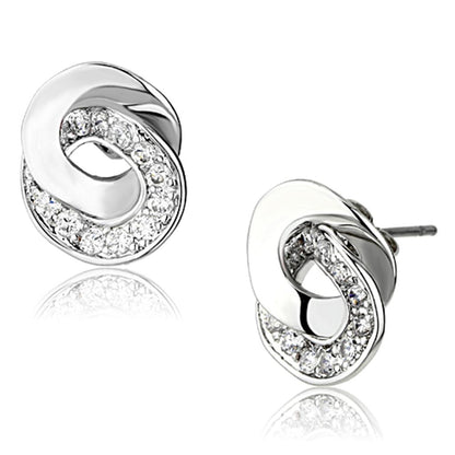 MA3W376 - Rhodium Brass Earrings with AAA Grade CZ  in Clear