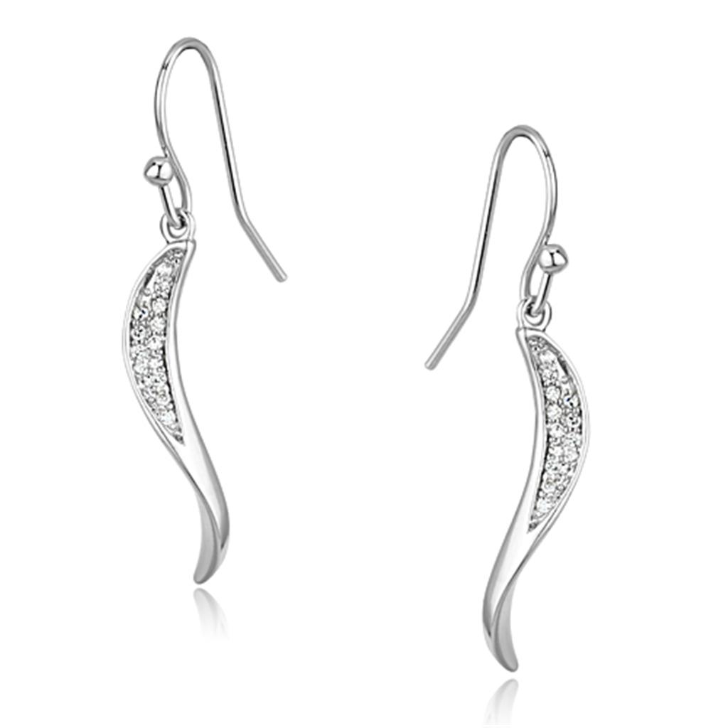MA3W377 - Rhodium Brass Earrings with AAA Grade CZ  in Clear