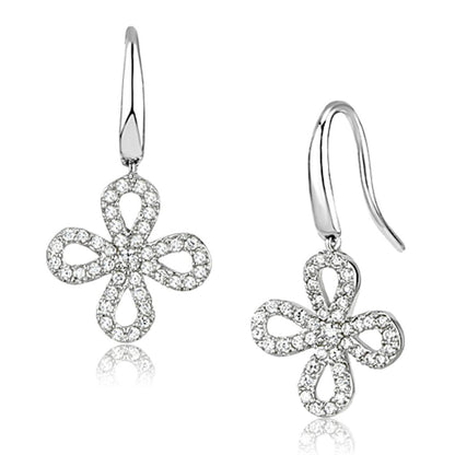 MA3W382 - Rhodium Brass Earrings with AAA Grade CZ  in Clear
