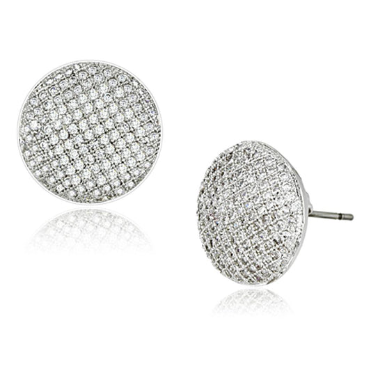 MA3W388 - Rhodium Brass Earrings with AAA Grade CZ  in Clear