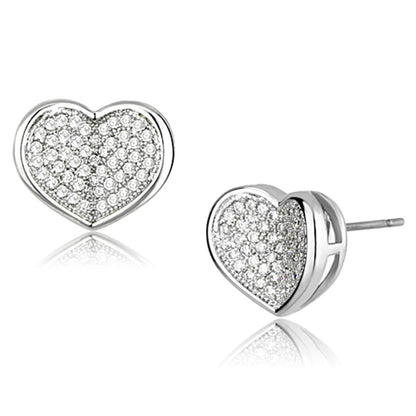MA3W389 - Rhodium Brass Earrings with AAA Grade CZ  in Clear