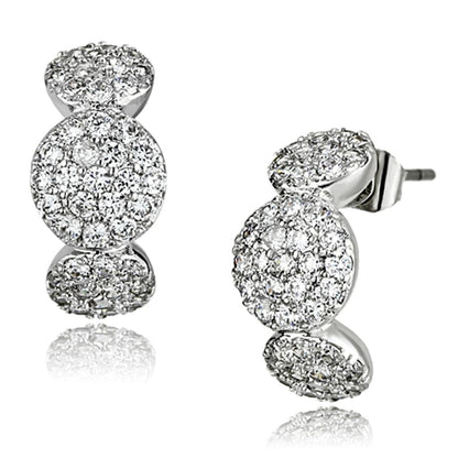 MA3W390 - Rhodium Brass Earrings with AAA Grade CZ  in Clear