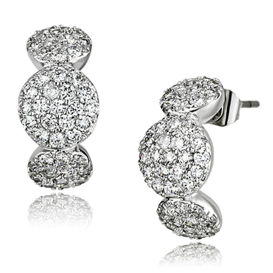 MA3W390 - Rhodium Brass Earrings with AAA Grade CZ  in Clear