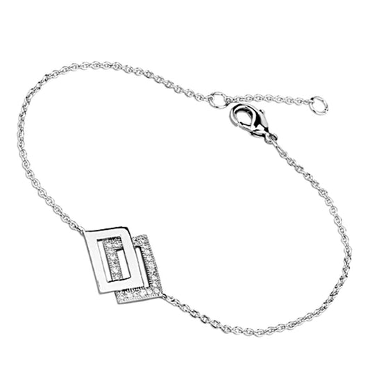 MA3W401 - Rhodium Brass Bracelet with AAA Grade CZ  in Clear
