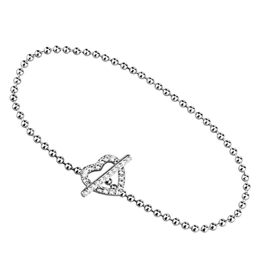 MA3W404 - Rhodium Brass Bracelet with AAA Grade CZ  in Clear