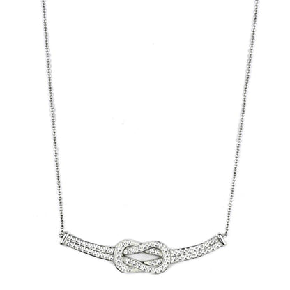 MA3W406 - Rhodium Brass Necklace with Top Grade Crystal  in Clear