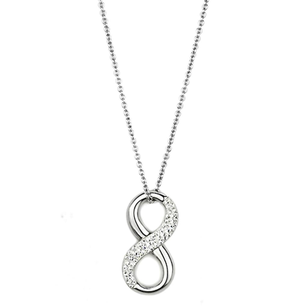 MA3W407 - Rhodium Brass Necklace with Top Grade Crystal  in Clear