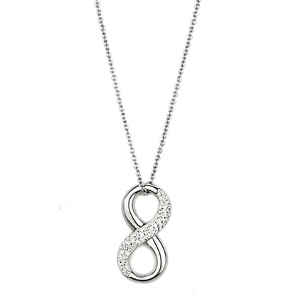 MA3W407 - Rhodium Brass Necklace with Top Grade Crystal  in Clear