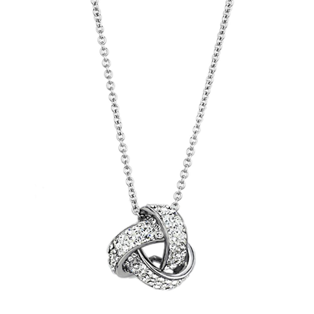 MA3W408 - Rhodium Brass Necklace with Top Grade Crystal  in Clear