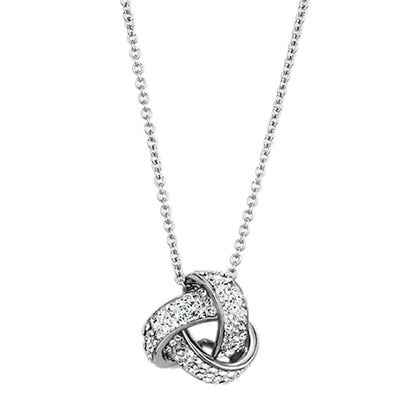 MA3W408 - Rhodium Brass Necklace with Top Grade Crystal  in Clear