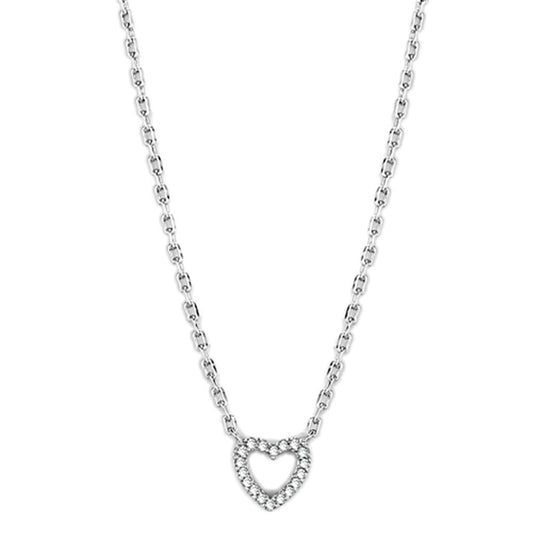 MA3W413 - Rhodium Brass Necklace with AAA Grade CZ  in Clear