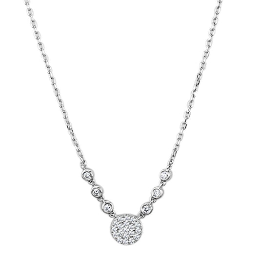 MA3W417 - Rhodium Brass Necklace with AAA Grade CZ  in Clear