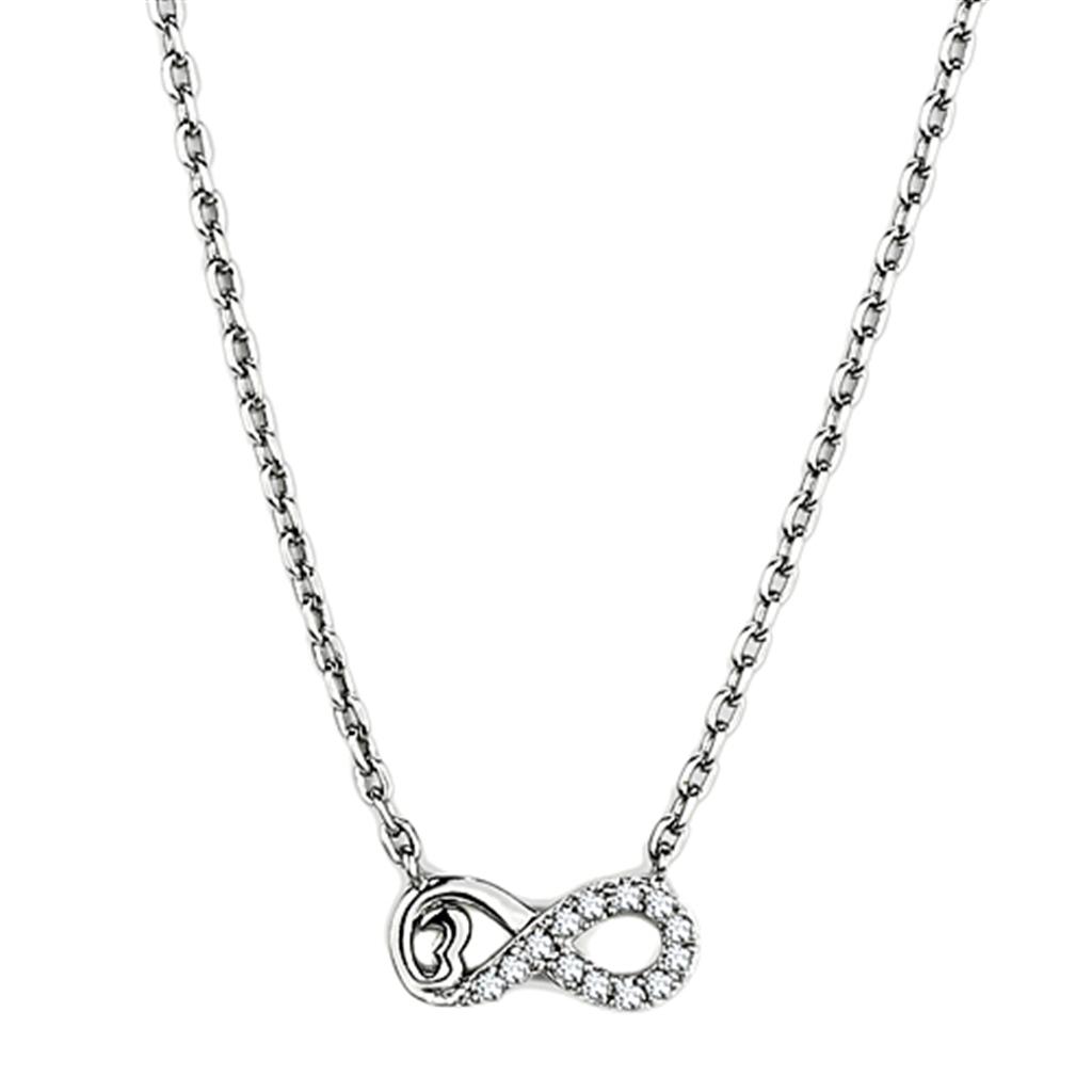 MA3W418 - Rhodium Brass Necklace with AAA Grade CZ  in Clear