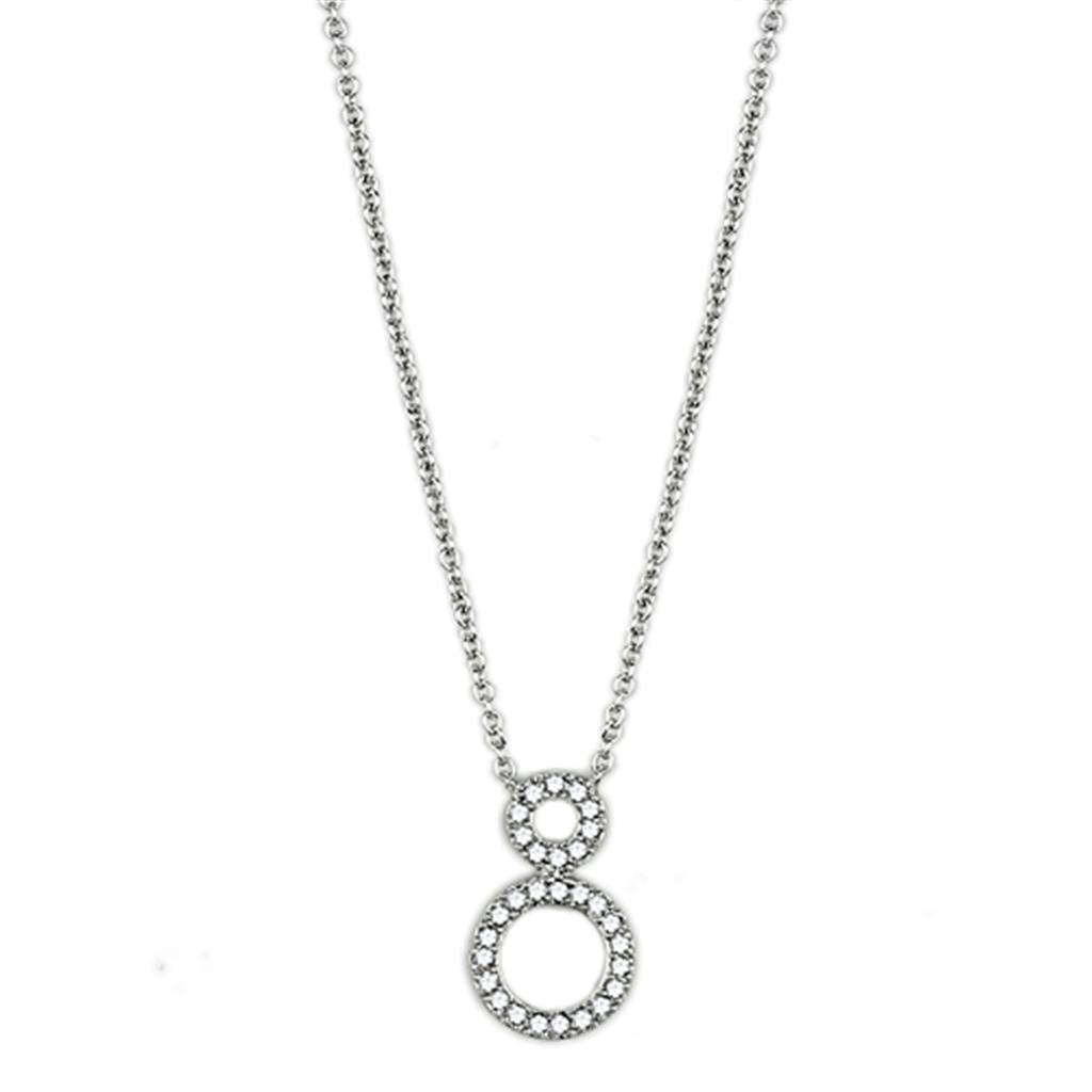 MA3W421 - Rhodium Brass Necklace with AAA Grade CZ  in Clear