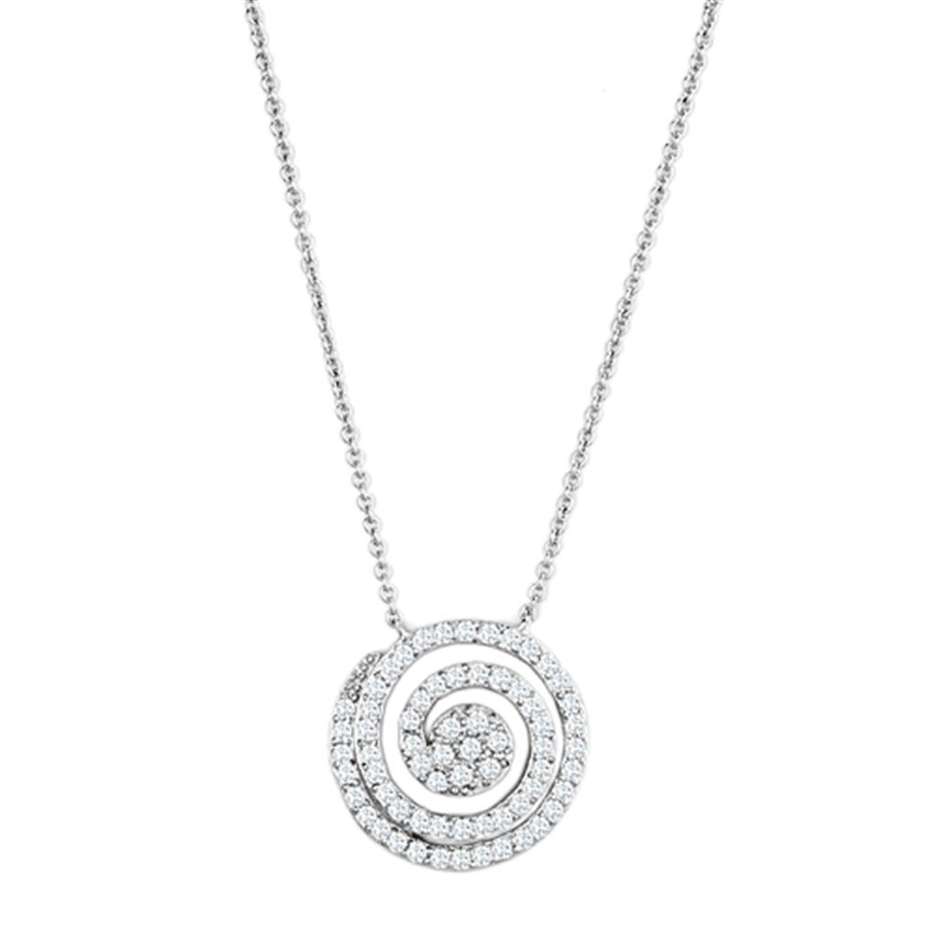 MA3W422 - Rhodium Brass Necklace with AAA Grade CZ  in Clear