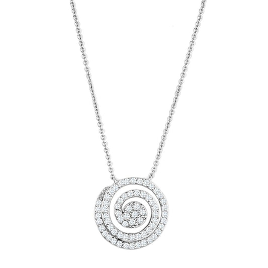 MA3W422 - Rhodium Brass Necklace with AAA Grade CZ  in Clear