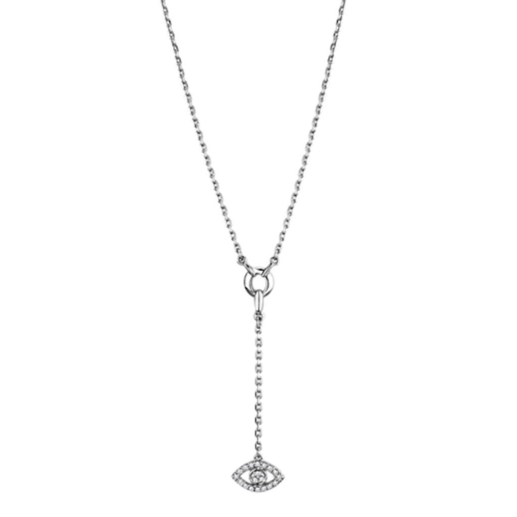 MA3W423 - Rhodium Brass Necklace with AAA Grade CZ  in Clear