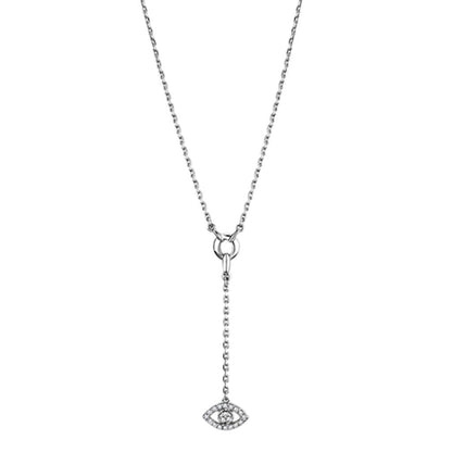 MA3W423 - Rhodium Brass Necklace with AAA Grade CZ  in Clear