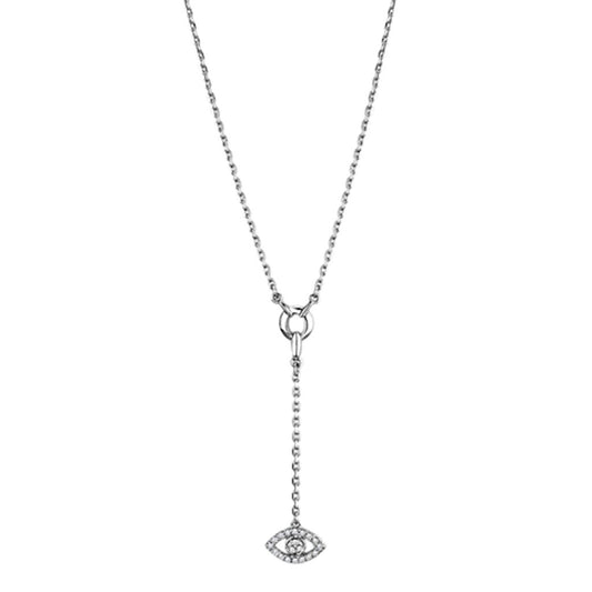 MA3W423 - Rhodium Brass Necklace with AAA Grade CZ  in Clear