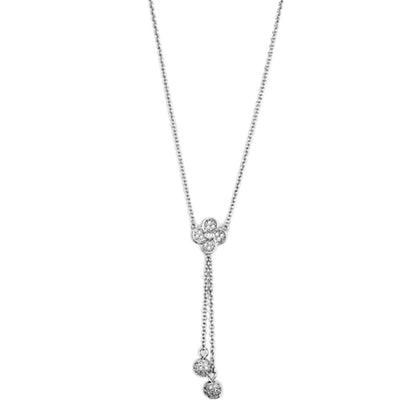 MA3W424 - Rhodium Brass Necklace with AAA Grade CZ  in Clear