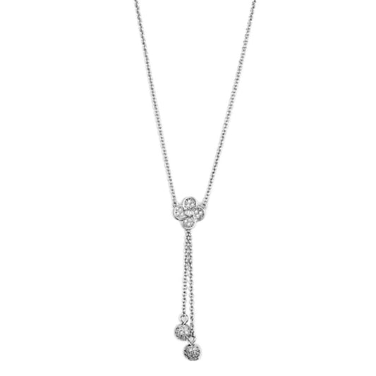MA3W424 - Rhodium Brass Necklace with AAA Grade CZ  in Clear