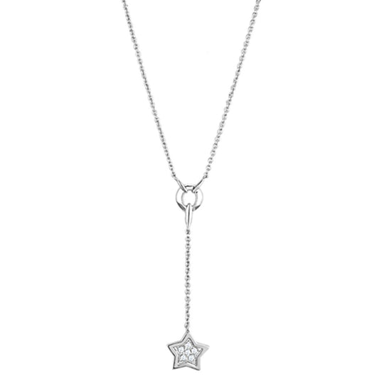MA3W426 - Rhodium Brass Necklace with AAA Grade CZ  in Clear