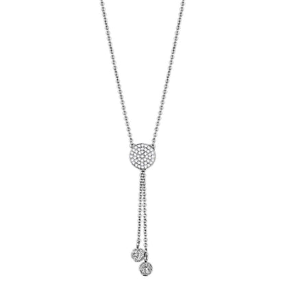 MA3W429 - Rhodium Brass Necklace with AAA Grade CZ  in Clear