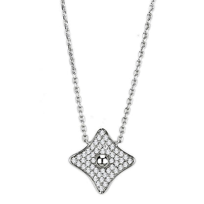 MA3W430 - Rhodium Brass Necklace with AAA Grade CZ  in Clear