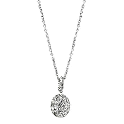 MA3W432 - Rhodium Brass Necklace with AAA Grade CZ  in Clear