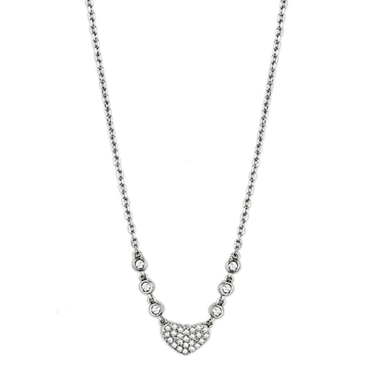 MA3W433 - Rhodium Brass Necklace with AAA Grade CZ  in Clear