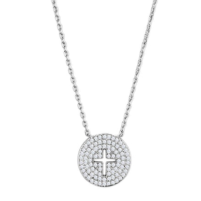 MA3W434 - Rhodium Brass Necklace with AAA Grade CZ  in Clear
