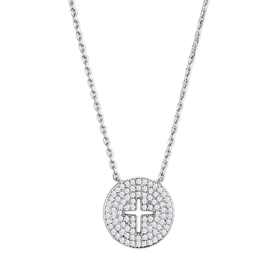 MA3W434 - Rhodium Brass Necklace with AAA Grade CZ  in Clear