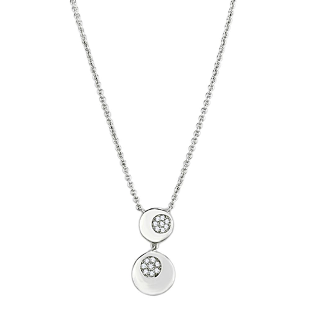 MA3W435 - Rhodium Brass Necklace with AAA Grade CZ  in Clear