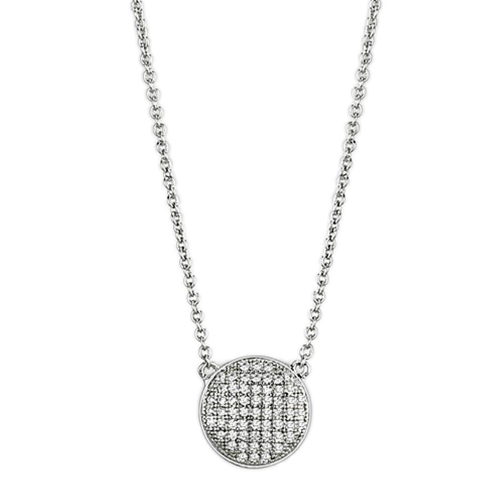 MA3W437 - Rhodium Brass Necklace with AAA Grade CZ  in Clear