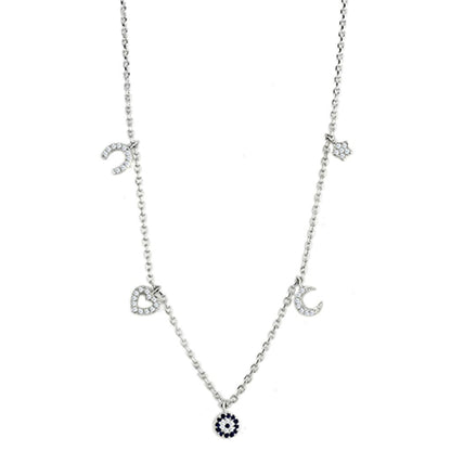 MA3W439 - Rhodium Brass Necklace with AAA Grade CZ  in Montana