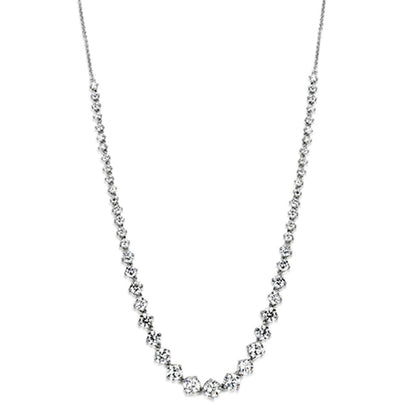 MA3W440 - Rhodium Brass Necklace with AAA Grade CZ  in Clear
