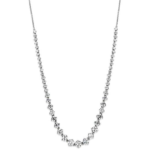 MA3W440 - Rhodium Brass Necklace with AAA Grade CZ  in Clear