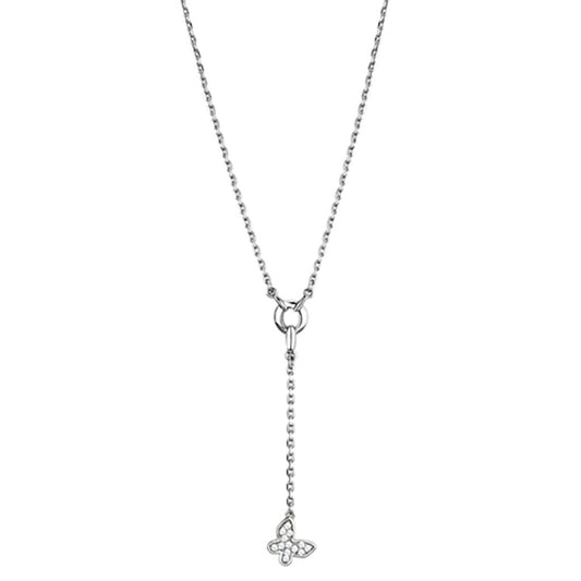 MA3W443 - Rhodium Brass Necklace with AAA Grade CZ  in Clear