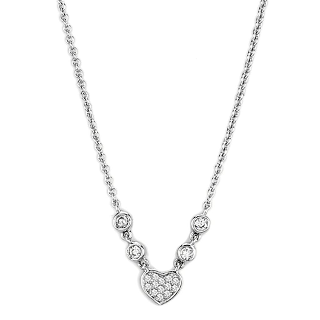 MA3W449 - Rhodium Brass Necklace with AAA Grade CZ  in Clear