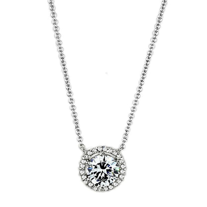MA3W450 - Rhodium Brass Necklace with AAA Grade CZ  in Clear