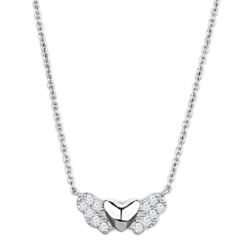 MA3W451 - Rhodium Brass Necklace with AAA Grade CZ  in Clear
