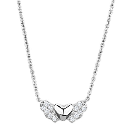 MA3W451 - Rhodium Brass Necklace with AAA Grade CZ  in Clear