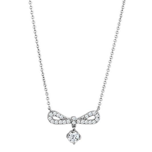 MA3W452 - Rhodium Brass Necklace with AAA Grade CZ  in Clear