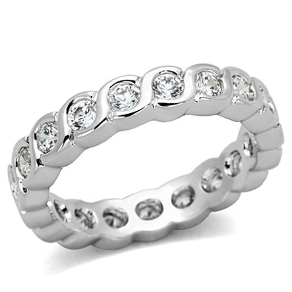 MA3W462 - Rhodium Brass Ring with AAA Grade CZ  in Clear