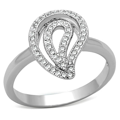MA3W463 - Rhodium Brass Ring with AAA Grade CZ  in Clear