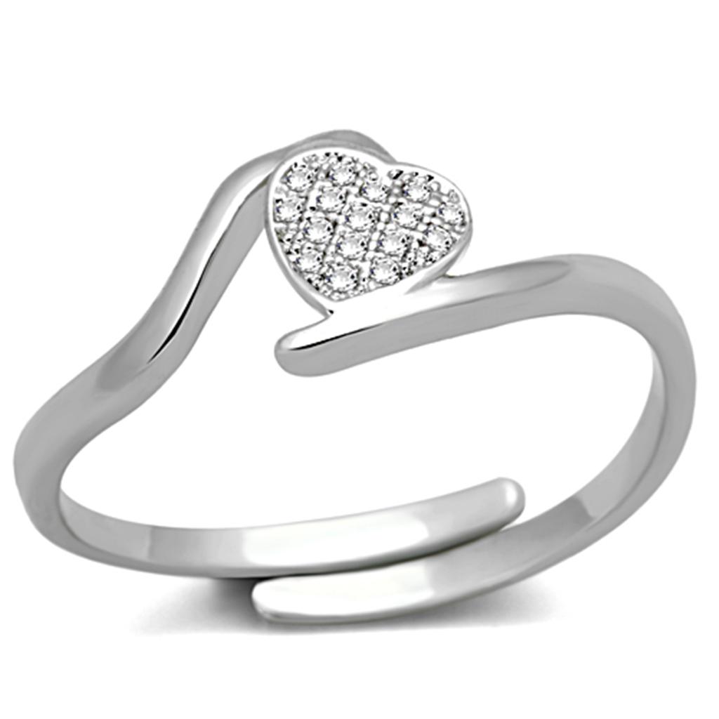 MA3W464 - Rhodium Brass Ring with AAA Grade CZ  in Clear