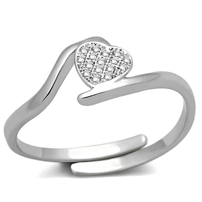 MA3W464 - Rhodium Brass Ring with AAA Grade CZ  in Clear