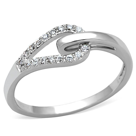 MA3W465 - Rhodium Brass Ring with AAA Grade CZ  in Clear